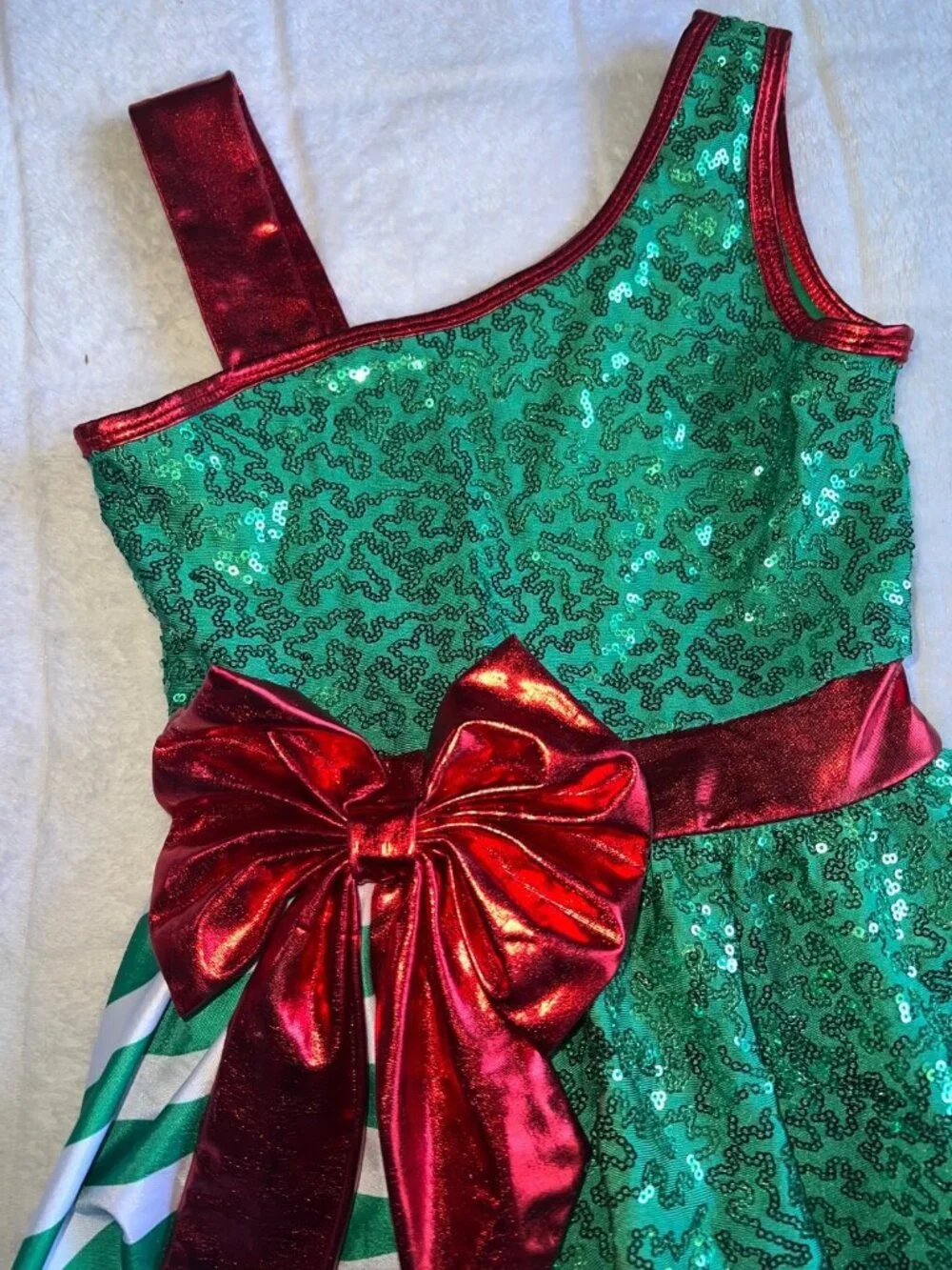 iEFiEL girls dress size 6 Christmas green red tutu sparkle bow ballerina